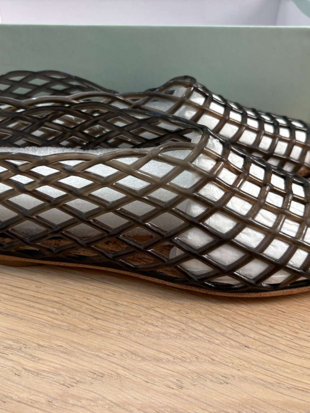 ATBELL Brown Jelly Cage Ballet Flats, Size 8
